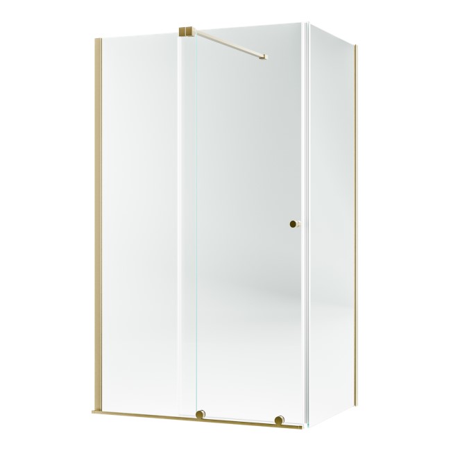 Brushed Brass 8mm Glass Rectangular Frameless Sliding Shower Enclosure 1200x800mm - Denver