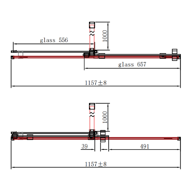 Chrome 8mm Glass Rectangular Frameless Sliding Shower Enclosure 1200x900mm - Denver