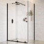 Black 8mm Glass Frameless Rectangular  Sliding Shower Enclosure 1400x900mm - Denver