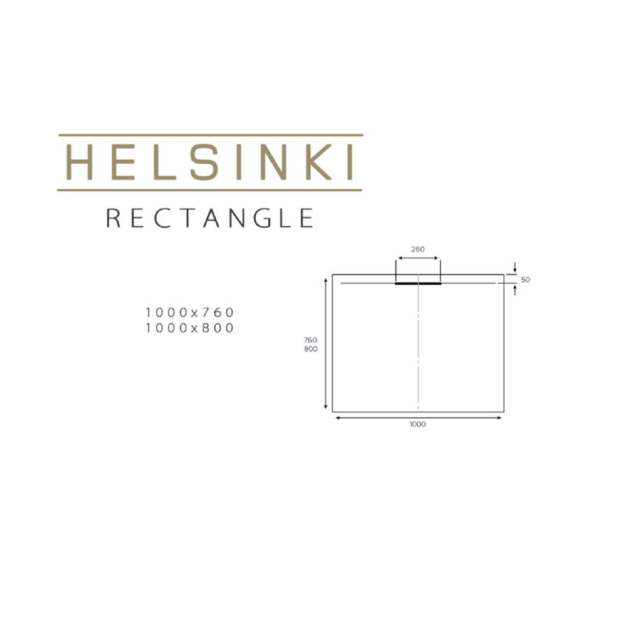 1000x800mm Low Profile Rectangular Shower Tray with Waste - White Stone Resin - Helsinki