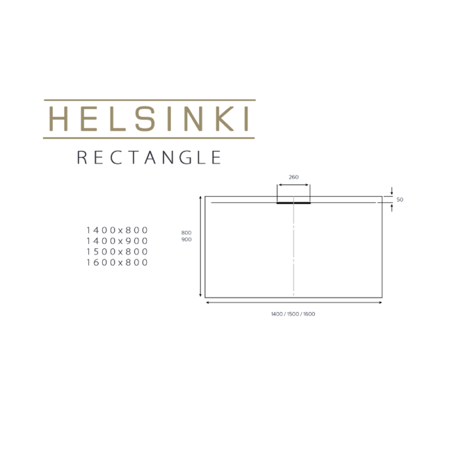 1400x900mm Low Profile Rectangular Shower Tray with Waste - White Stone Resin - Helsinki