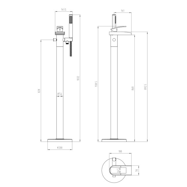 GRADE A1 - Chrome Freestanding Bath Shower Mixer Tap - Elina