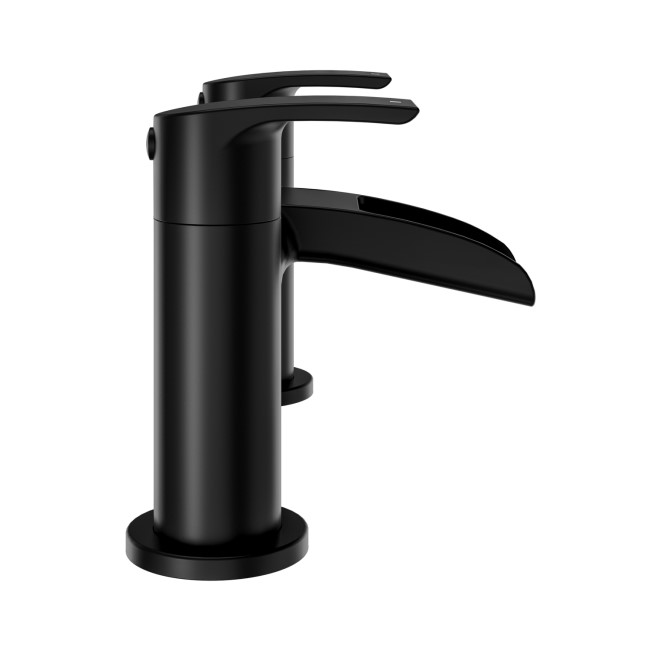 Black Waterfall Basin Mixer Tap & Bath Filler Tap Pack - Elina