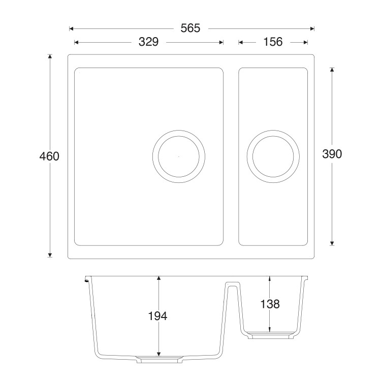 1.5 Bowl White Ceramic Kitchen Sink- Taylor & Moore Esme