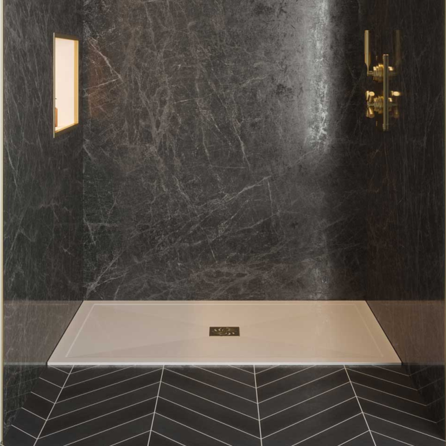 1700x800mm Rectangular Shower Tray with Waste - Non-Slip White Stone Resin - Harmony