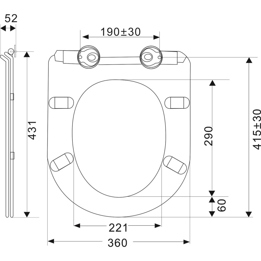 Close Coupled Rimless Open Back Toilet with Soft Close Seat - Indiana