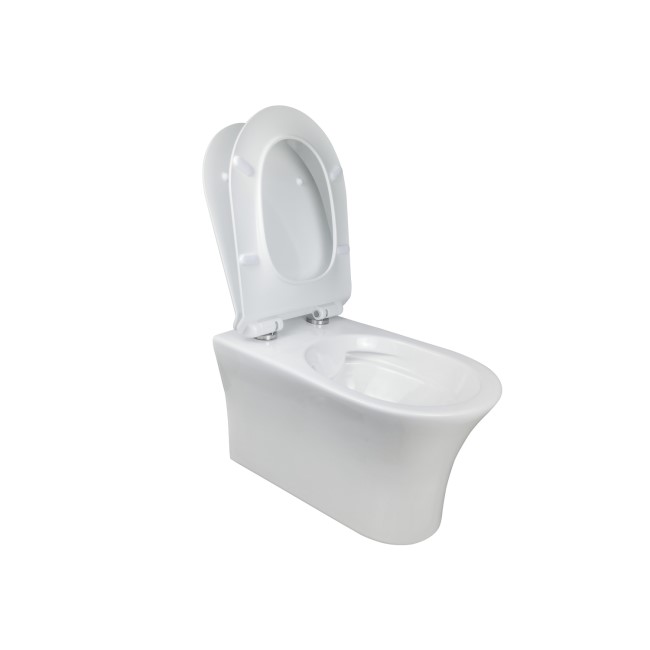 Indiana Wall Hung Toilet 820mm Pneumatic Frame & Cistern & Brushed Brass Flush Plate