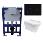 Indiana Wall Hung Toilet 820mm Pneumatic Frame & Cistern & Black Glass Flush Plate