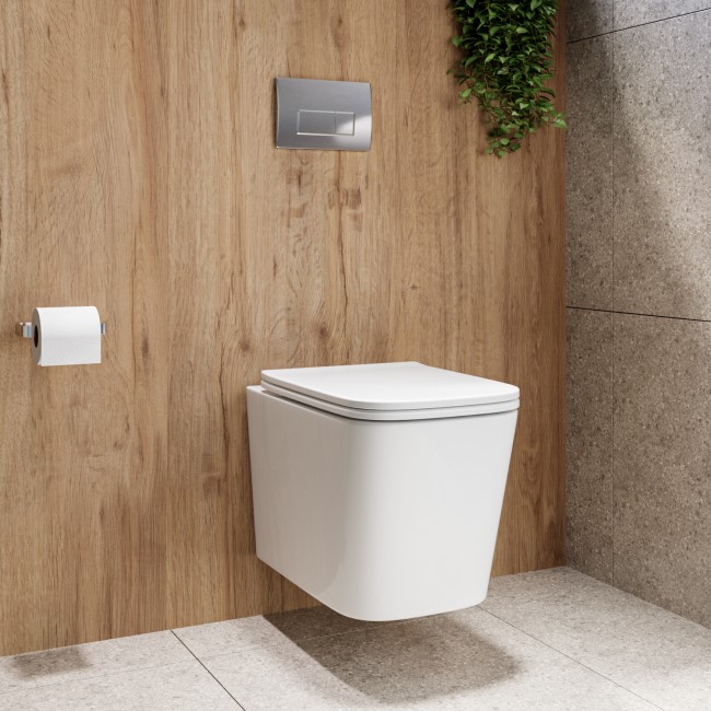 Albi Wall Hung Toilet 1160mm Pneumatic Frame & Cistern & Chrome Flush Plate