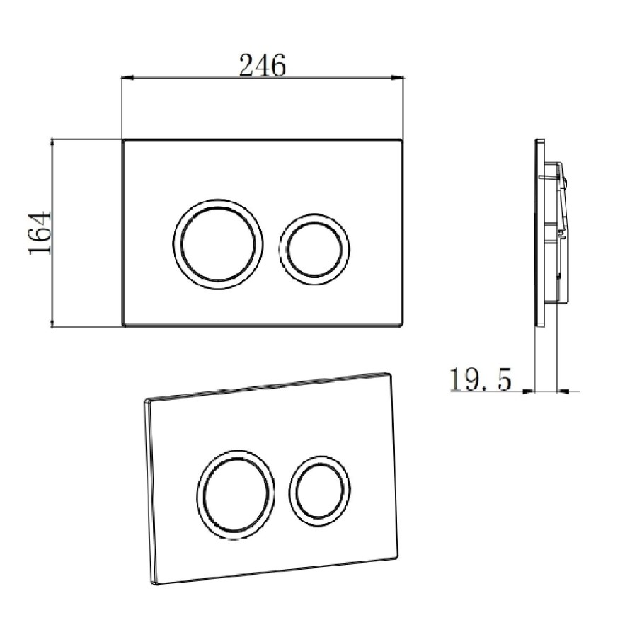 Albi Wall Hung Toilet 1160mm Mechanical WC Frame & Cistern & Black Mechanical Flush Plate