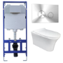 Indiana Wall Hung Toilet 1160mm Mechanical WC Frame & Cistern & Chrome Mechanical Flush Plate