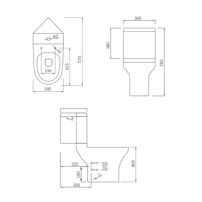 Grade A2 - Close Coupled Corner Toilet with Soft Close Seat & Cover - Laurel