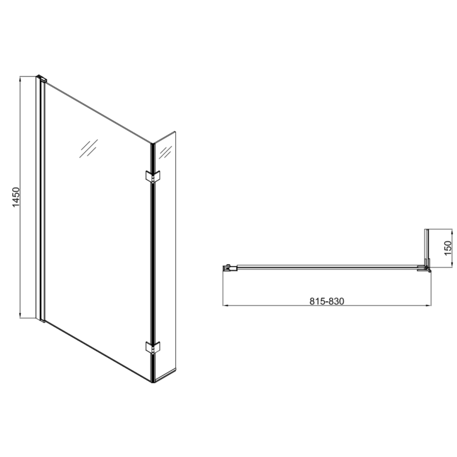 L Shape Left Hand Whirlpool Spa Shower Bath with 14 Whirlpool Jets with Front Panel & Chrome Bath Screen 1700 x 850mm - Lomax