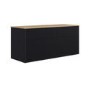 1250mm Black Wooden Fluted Wall Hung Countertop Double Vanity Unit with Wood Effect Worktop - Matira