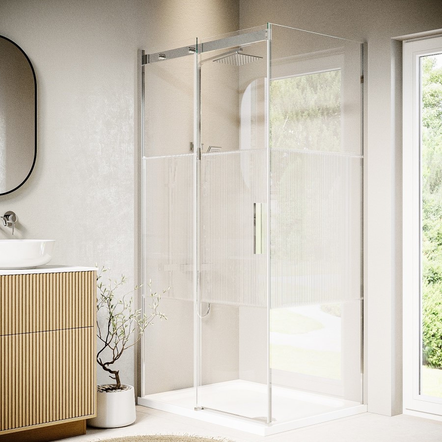 Fluted Glass 1000x800mm Sliding Shower Enclosure Left Hand - Matira