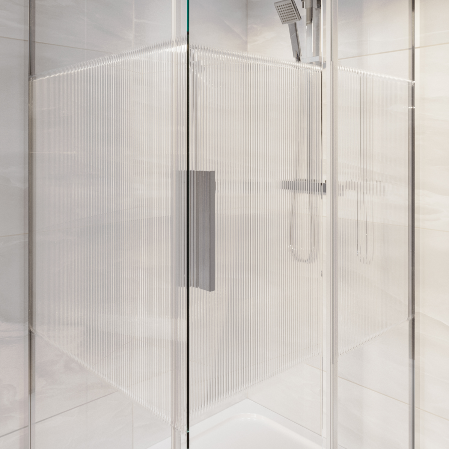 Fluted Glass 1000x800mm Sliding Shower Enclosure Left Hand - Matira