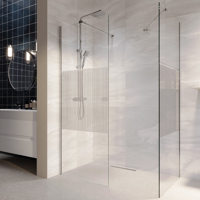 1600x800mm Fluted Glass Wetroom Shower Screen Enclosure - Matira