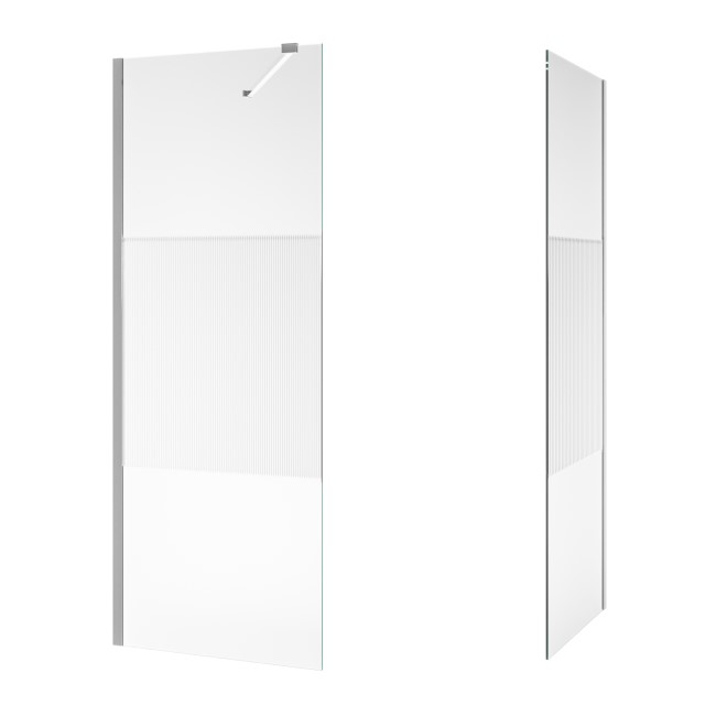 1600x800mm Fluted Glass Wetroom Shower Screen Enclosure - Matira