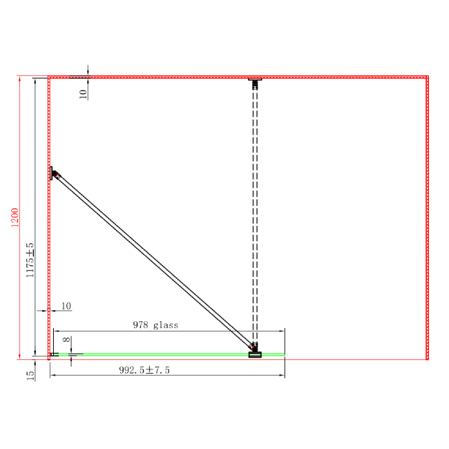 1600x800mm Fluted Glass Wetroom Shower Screen Enclosure - Matira