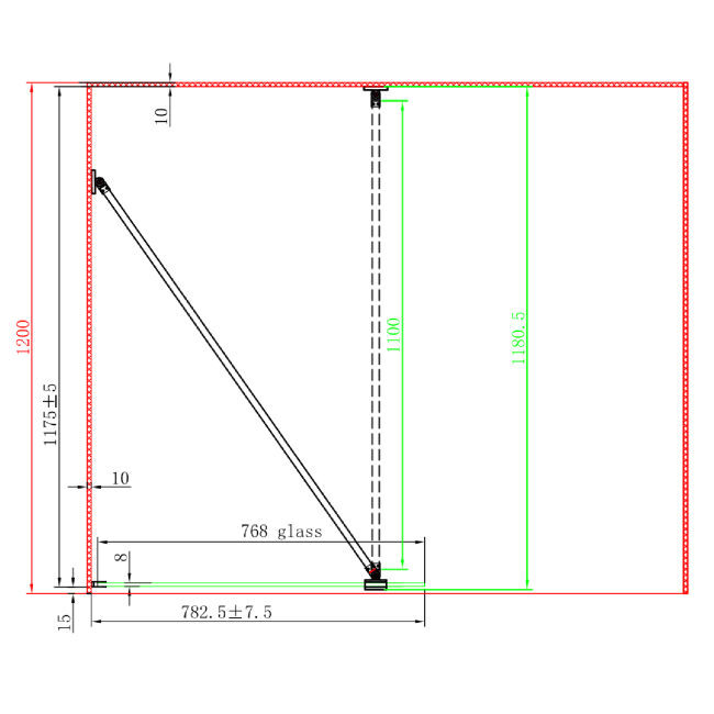 1600x800mm Fluted Glass Wetroom Shower Screen Enclosure - Matira