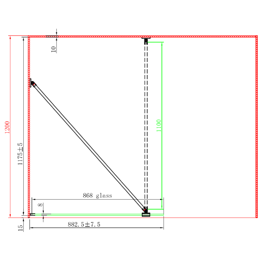 1400x900mm Fluted Glass Wetroom Shower Screen Enclosure - Matira