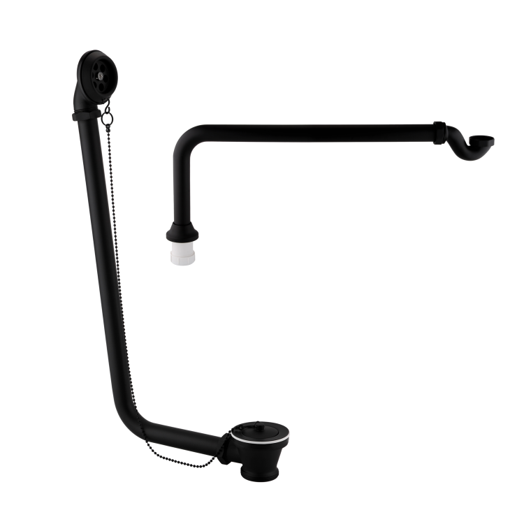 Matt Black Exposed Bath Waste & Matt Black Exposed Bath Trap - Park Royal