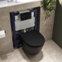 Matt Black Wall Hung Rimless Toilet with Soft Close Seat, Black Glass Sensor Pneumatic Flush Plate, 820mm Frame & Cistern - Newport