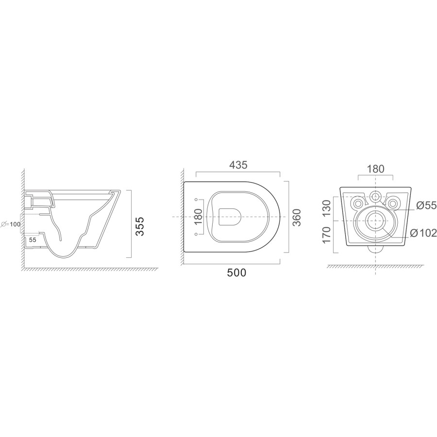 Matt White Wall Hung Rimless Toilet with Soft Close Seat, White Glass Sensor Pneumatic Flush Plate, 1170mm Frame & Cistern - Newport