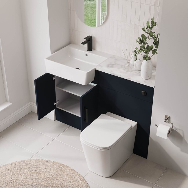 1200mm Blue Toilet and Sink Unit with Black Fittings - Ontario