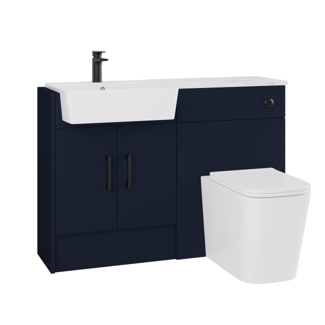 1200mm Blue Toilet and Sink Unit with Black Fittings - Ontario