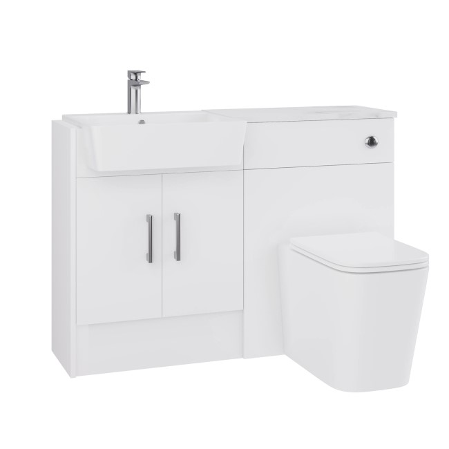 1200mm White Toilet and Sink Unit with Chrome Fittings - Ontario