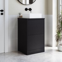 500mm Black Freestanding Countertop Vanity Unit with Square Basin - Palma