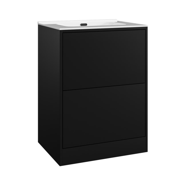 Grade A1 - 600mm Black Freestanding Vanity Unit with Basin - Palma