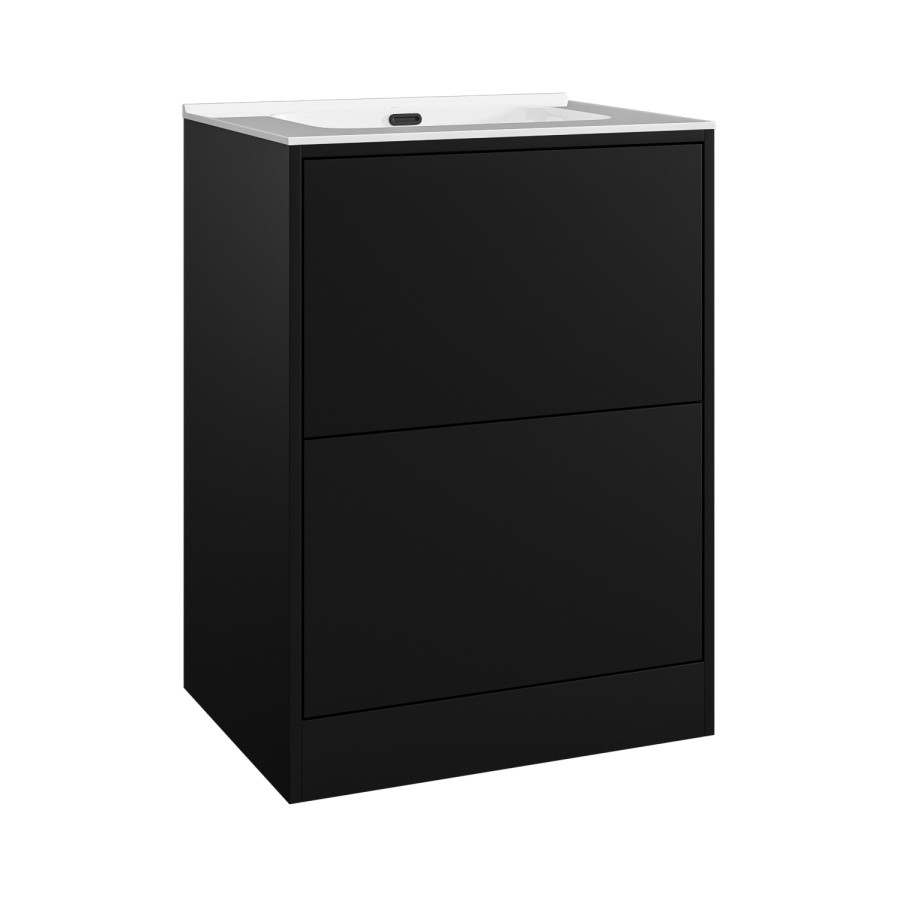 600mm Black Freestanding Vanity Unit with Basin - Palma