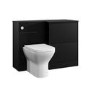 1100mm Black Right Hand Toilet and Sink Unit with Square Toilet and Chrome Push Button - Palma