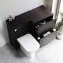 1100mm Black Right Hand Toilet and Sink Unit with Square Toilet and Brass Fittings - Palma