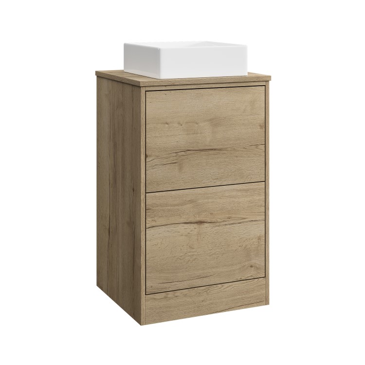 500mm Wood Effect Freestanding Countertop Vanity Unit with Square Basin - Palma