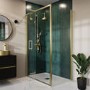 1200 x 800mm Brushed Brass Rectangular Hinged Shower Enclosure with Low Profile Shower Tray - Pavo