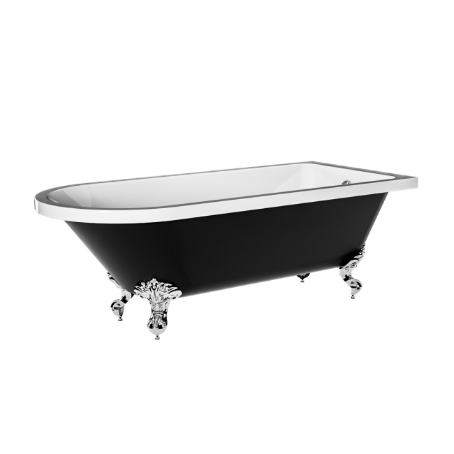 Black Freestanding Single Ended Bath with Chrome Feet 1670 x 740mm - Park Royal