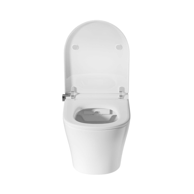 Wall Hung Smart Bidet Japanese Toilet with Heated Seat & 1160mm Frame Cistern and Brass Pneumatic Flush Plate - Purificare