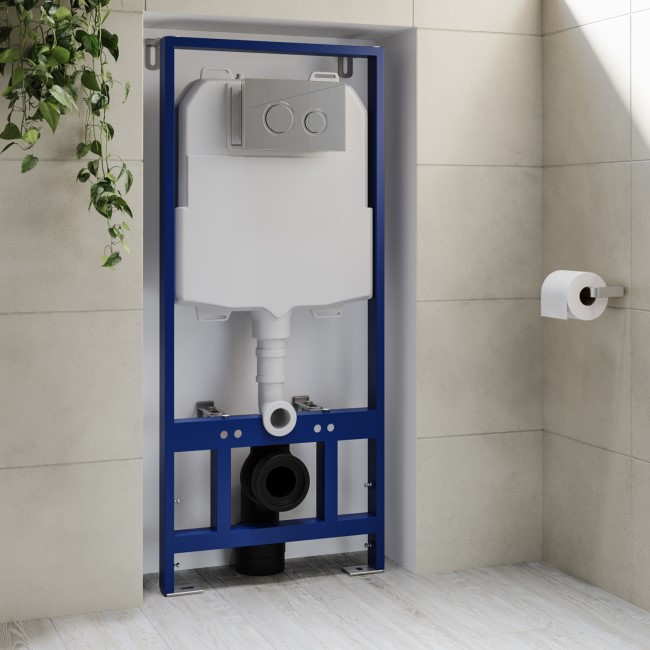 Albi Wall Hung Toilet 1160mm Mechanical WC Frame & Cistern & Chrome Mechanical Flush Plate