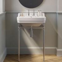 Traditional 2 Tap Hole Basin with Chrome Wash Stand 570mm - Ripley