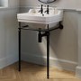 Traditional 2 Tap Hole Basin with Black Wash Stand 570mm - Ripley