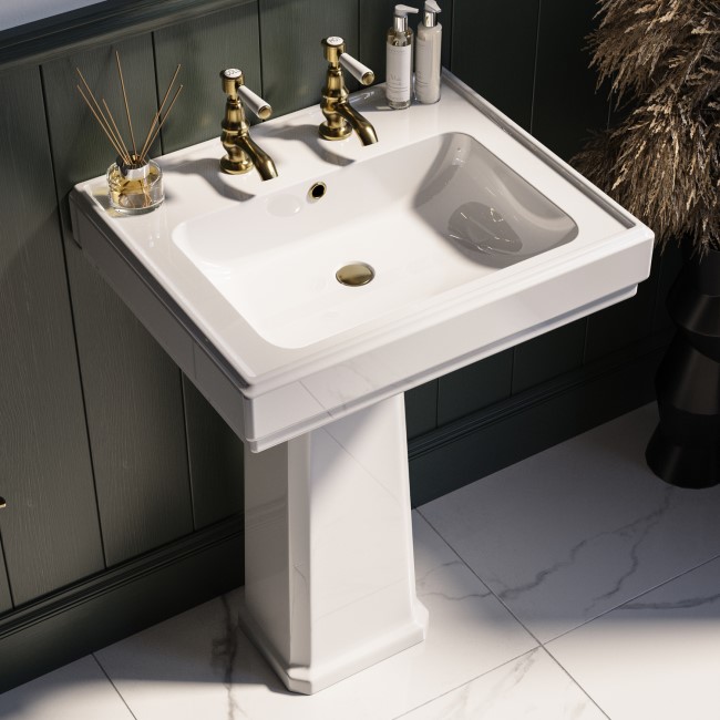 Traditional Full Pedestal 2 Tap Hole Basin 583mm - Park Royal