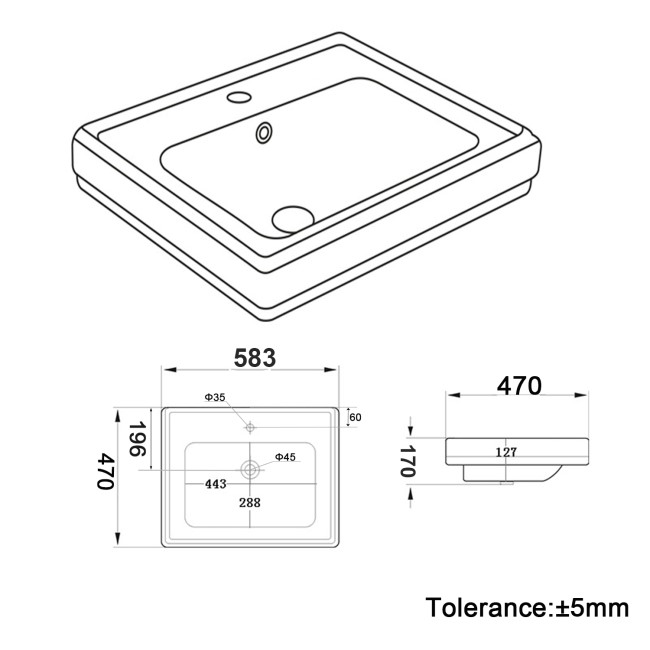 Traditional Full Pedestal 1 Tap Hole Basin 583mm - Park Royal