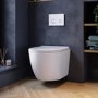 White Wall Hung Toilet with Soft Close Seat, White Glass Sensor Pneumatic Flush Plate, 820mm Frame & Cistern - Roma