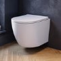 White Wall Hung Toilet with Soft Close Seat, Brushed Brass Pneumatic Flush Plate, 820mm Frame & Cistern - Roma