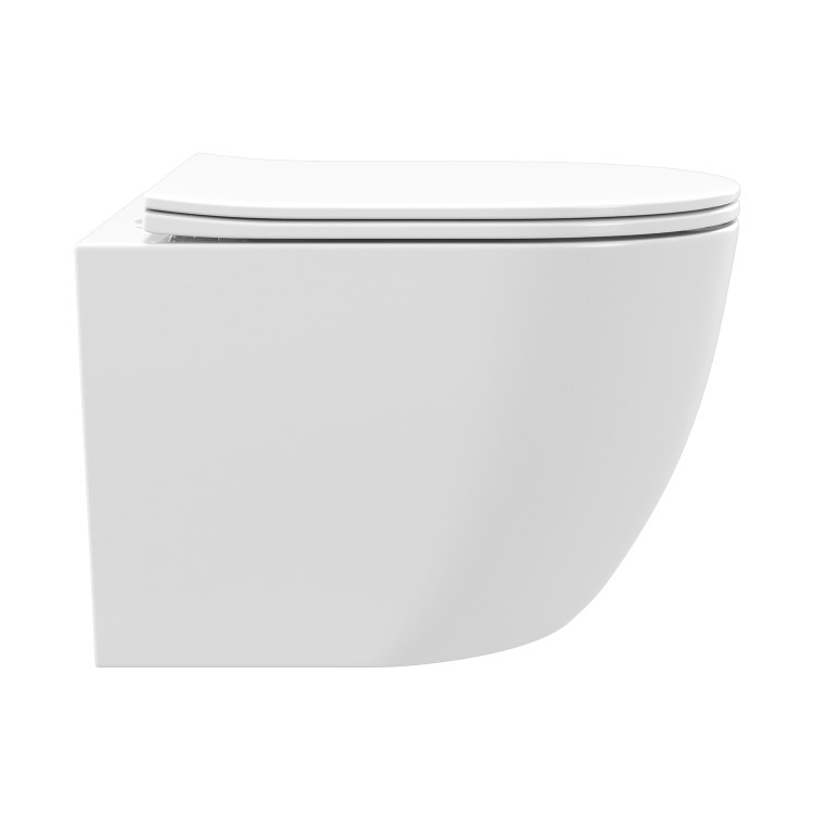 White Wall Hung Toilet with Soft Close Seat, Brushed Brass Pneumatic Flush Plate, 820mm Frame & Cistern - Roma