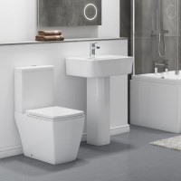 Modern Square Toilet and Basin Bathroom Suite with Comfort Height Toilet