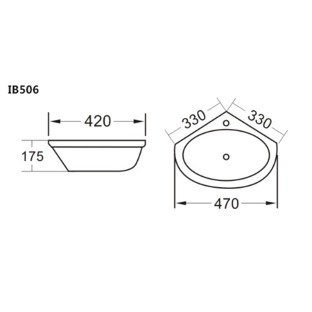 Corner Sink with Full Pedestal - 1 Tap Hole